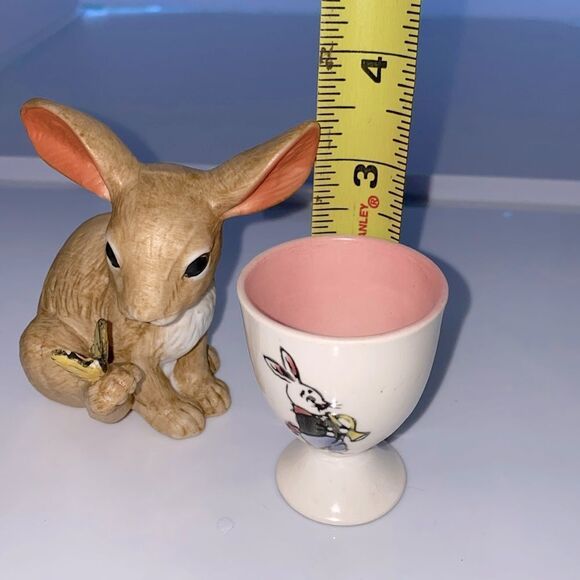 Vintage Egg Cups And Hand Paintedted Ceramic Bunny Rabbit Easter Set - Picture 12 of 14